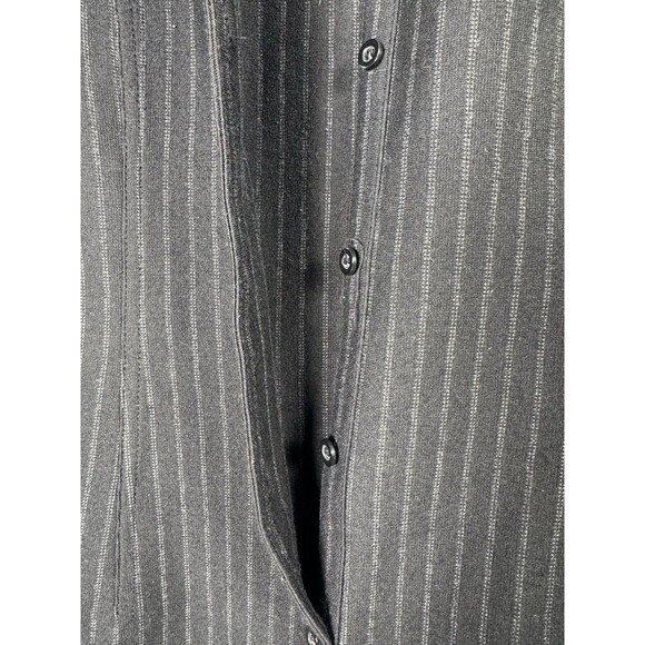New York Company Women Small Black Striped Button Up Side Slit Dress - Picture 10 of 13